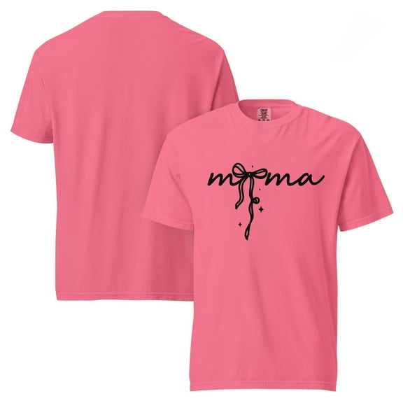 Mama T-Shirt for Women, Comfort Colors T-Shirt, Mother's Day Gift Idea, Coquette Bow Shirt (Crunchberry, S)