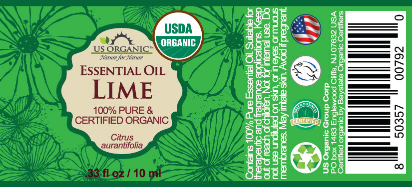 US Organic Lime Essential Oil, 100% Pure Certified USDA Organic