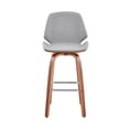 thumbnail image 4 of Maykoosh Art Deco Dreams Mid Century Modern Swivel Bar Stool for Kitchen Island Counter in Gray Faux Leather and Walnut Wood, 26" Seat Height, 4 of 6