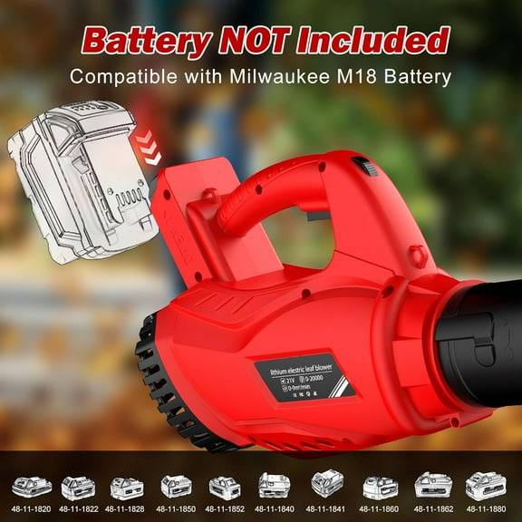 Cordless Leaf Blower for Milwaukee M18 Battery - Powerful Electric Leaf Blower with 6 Speeds and Turbo Function