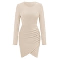 thumbnail image 3 of Vestido de punto para mujer, elegante vestido de suéter, vestidos de otoño e invierno, vestido de punto, dobladillo irregular, vestido de manga larga con cuello redondo, minivestido sexy,, 3 of 5