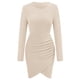 thumbnail image 3 of Vestido de punto para mujer, elegante vestido de suéter, vestidos de otoño e invierno, vestido de punto, dobladillo irregular, vestido de manga larga con cuello redondo, minivestido sexy,, 3 of 5