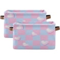 thumbnail image 2 of Coolnut Valentine's Day Pink Heart Large Square Storage Basket Bin with Handles 1PCS, Foldable Multi Functional Closet Storage Box Shelf Basket for Storing Toys, Books and Clothes53 Decor Gifts, 2 of 7