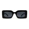 thumbnail image 2 of Womens Mod Thick Plastic Minimal Sunglasses All Black, 2 of 4