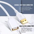 thumbnail image 3 of Costyle Cable de extensión USB blanco Cable de extensión USB 2.0 de 15 pies tipo A macho a hembra Cable extensor USB blanco para disco duro Cámara de seguridad Impresora Teclado USB Ratón, 3 of 5