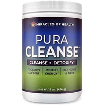 Pura Cleanse - The Original & Authentic Formula | 100% Natural Super Herb & Fiber Drink Mix for a Healthy Gut | Detox & Cleanse for The Colon, Skin, Lungs and Kidneys | 16 oz