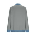 thumbnail image 5 of SELONE Collared Sweatshirts for Older Women Denim Patchwork Tops Long Sleeved Casual Shirt Color Block Pullover Gray XL, 5 of 8
