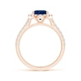 thumbnail image 2 of ANGARA Natural 2 Ct Oval Sapphire Halo Ring with Diamond Accents in 14K Rose Gold for Women (Size-9x7mm) | September Birthstone, Anniversary, Jewelry Gift for Women | Natural Blue Sapphire Ring, 2 of 11