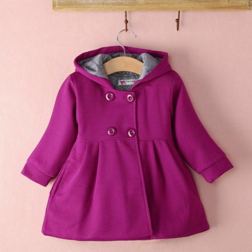 New Baby Toddler Girl Autumn Winter Horn Button Hooded Pea Coat ...
