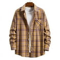 thumbnail image 2 of Mens Long Sleeve Plaid Printed Shirts Lapel Button Blouse with Pockets Trendy Casual Tops, 2 of 4
