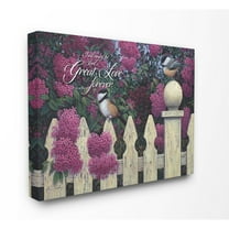 The Stupell Home Decor The Lords Great Love Birds with Purple Flowers and Fence