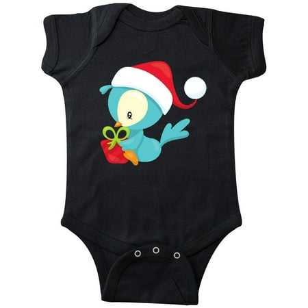 

Inktastic Christmas Bird Blue Bird Bird With Present Gift Baby Boy or Baby Girl Bodysuit