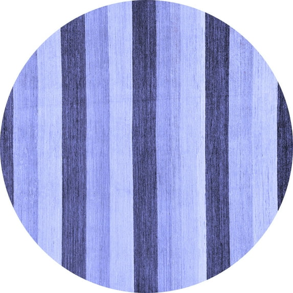 Ahgly Company Indoor Round Solid Blue Modern Area Rugs, 3' Round