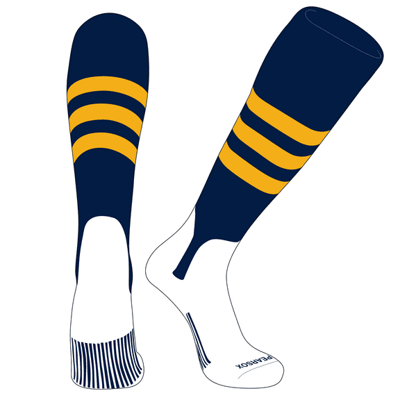 PEAR SOX OTC Baseball Softball Stirrup Socks (A, 5in) Navy, Gold (XS)