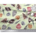 thumbnail image 2 of Soimoi Tissu Modal Satin Coquillages Colorés Imprimé Océan 1 Yard 42 Pouces de Large, 2 of 3