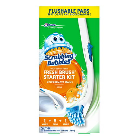 Scrubbing Bubbles Fresh Brush Toilet Cleaning System Starter Kit with 8
