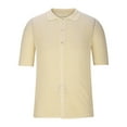 thumbnail image 3 of IYTR Mens Knit Shirts Short Sleeve T Shirts Comfy Button Up Turndown Collar Casual Solid Color Summer Fashion Regular Fit Beach Shirt Beige S, 3 of 6