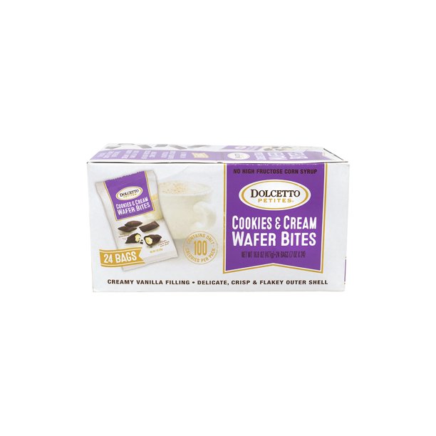 DOLCETTO Petites 100 Calorie Wafer Bites Cookies & Cream, 0.7 oz, 24 Count