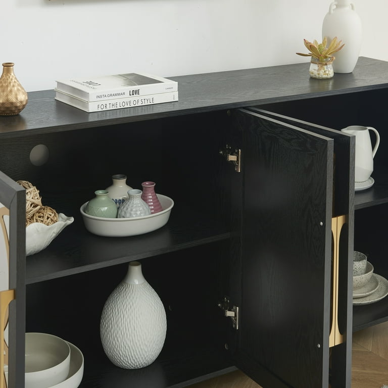 EDYO LIVING Mirrored Sideboard Buffet Cabinet, Wood Credenza