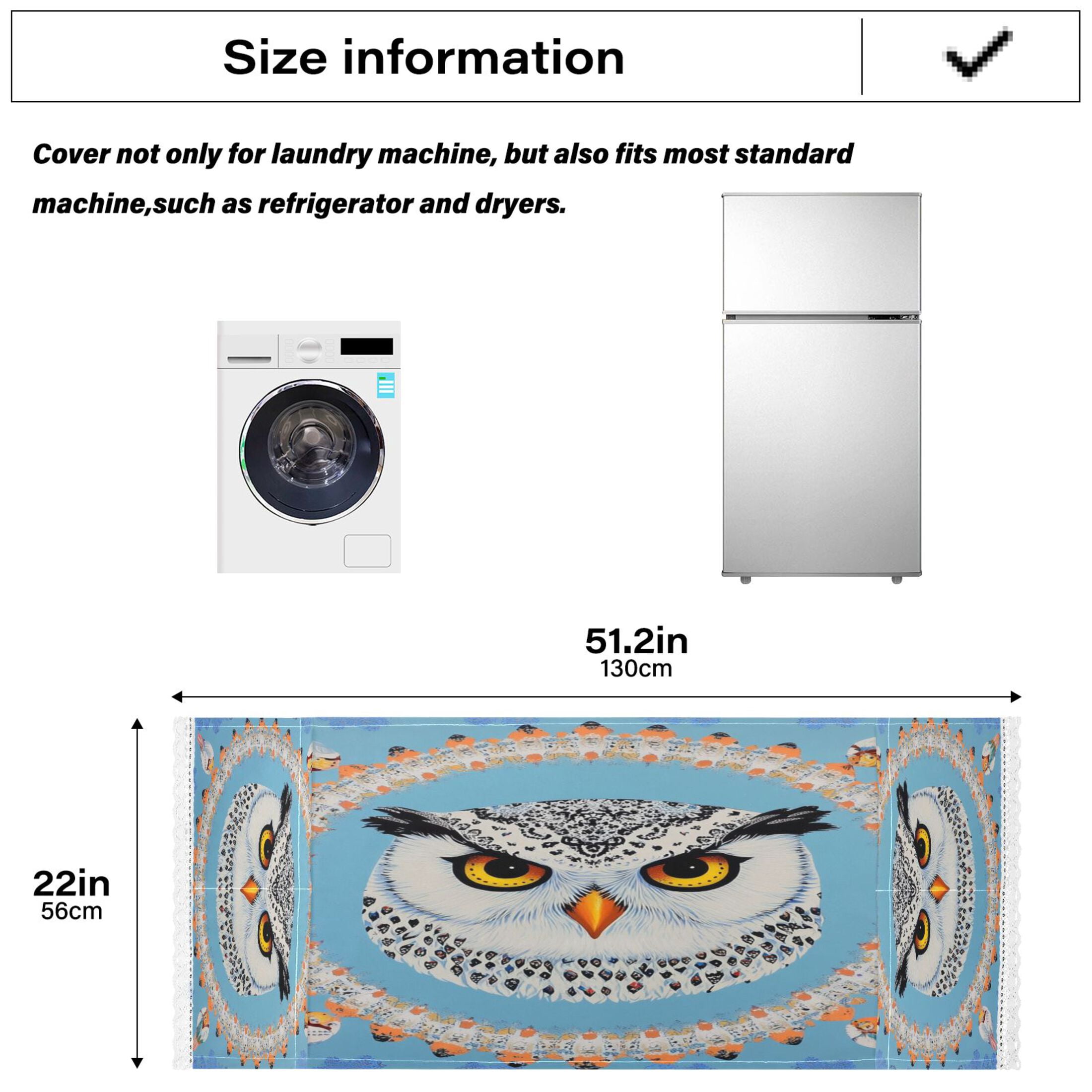 WOBOGO White Owl Pattern Washing Machine Cloth Dryer Refrigerator Top Cover Protective Non-Slip Mat For Kitchen Laundry