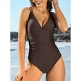 thumbnail image 3 of Womes Double Straps 1 Piece Swimsuit Tummy Control Bath Suit, 3 of 6