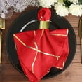 thumbnail image 4 of Efavormart 5 Pack | 20"x20" Modern Red Polyester Linen Dinner Napkins With Gold Foil Geometric Pattern, 4 of 11