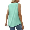 thumbnail image 4 of Camisetas de Tirantes de Verano para Mujer, Corte Holgado, Túnicas Plisadas, Escote Redondo, Sin Mangas, Encaje, Dobladillo Curvo, Fluidas. Lago Verde XXL, 4 of 7