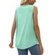 thumbnail image 4 of Camisetas de Tirantes de Verano para Mujer, Corte Holgado, Túnicas Plisadas, Escote Redondo, Sin Mangas, Encaje, Dobladillo Curvo, Fluidas. Lago Verde XXL, 4 of 7