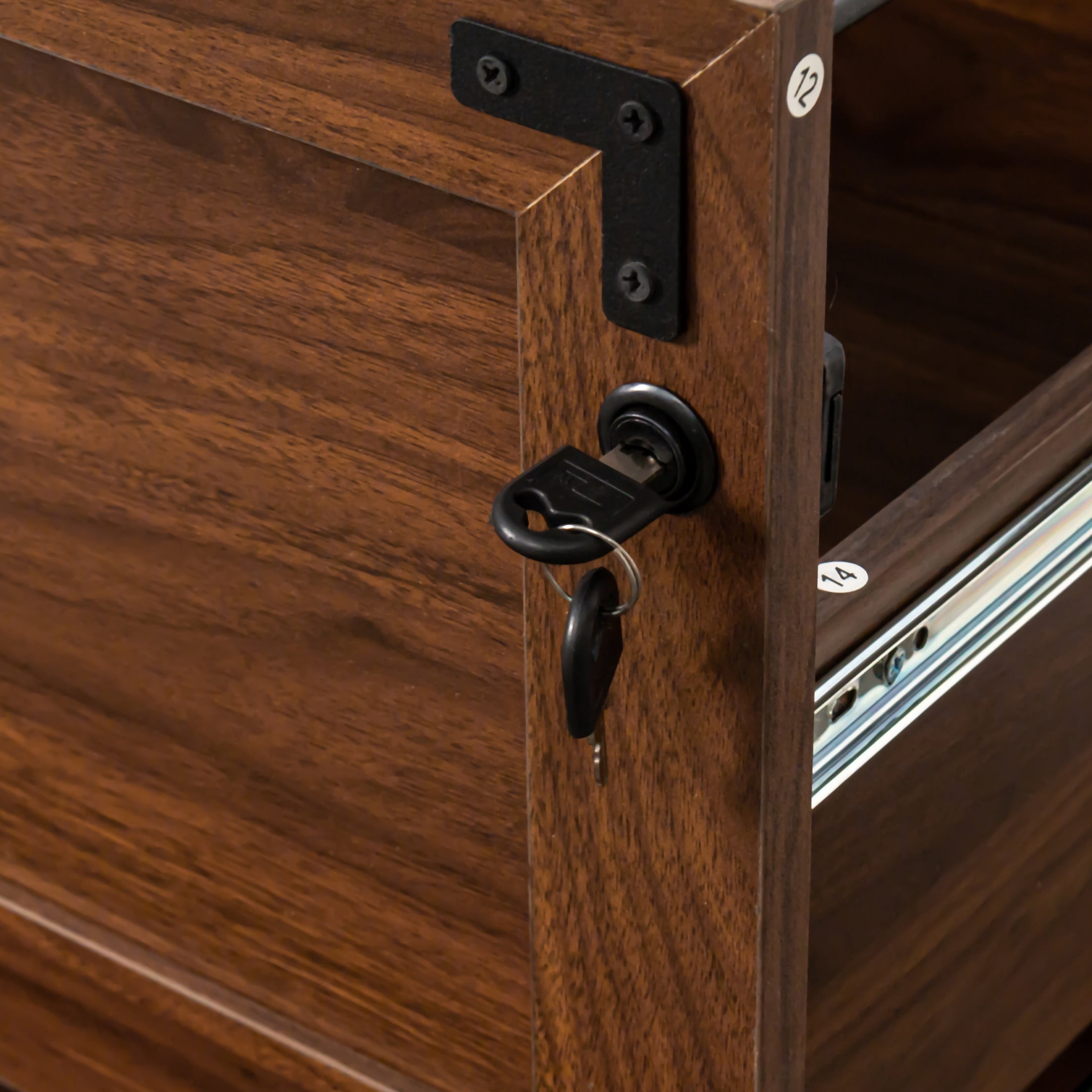 Noble House Nira 31.5" Farmhouse 2-Drawer File Cabinet with Lock, Wide Lateral Storage, Home Office, Walnut