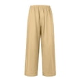 thumbnail image 6 of KDDYLITQ Linen Pants Women Petite Wide Leg High Waisted Pants Flowy Casual Baggy Drawstring Palazzo Trousers Yellow L, 6 of 6