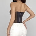 thumbnail image 5 of LEAVINGSUO Corset Tops for Women Vintage Court Style Plaid Strapless Shaping Top Boned Slim Waist Pointed Hem Bustier Club Daily Outfit Coffee L, 5 of 6