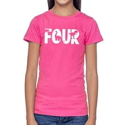7 ate 9 Apparelh Birthday Shirt for Girls Dinosaur 4 Year Old Girl Birthday Girl Dino Four T-Shirt Kids Gift Hot Pink