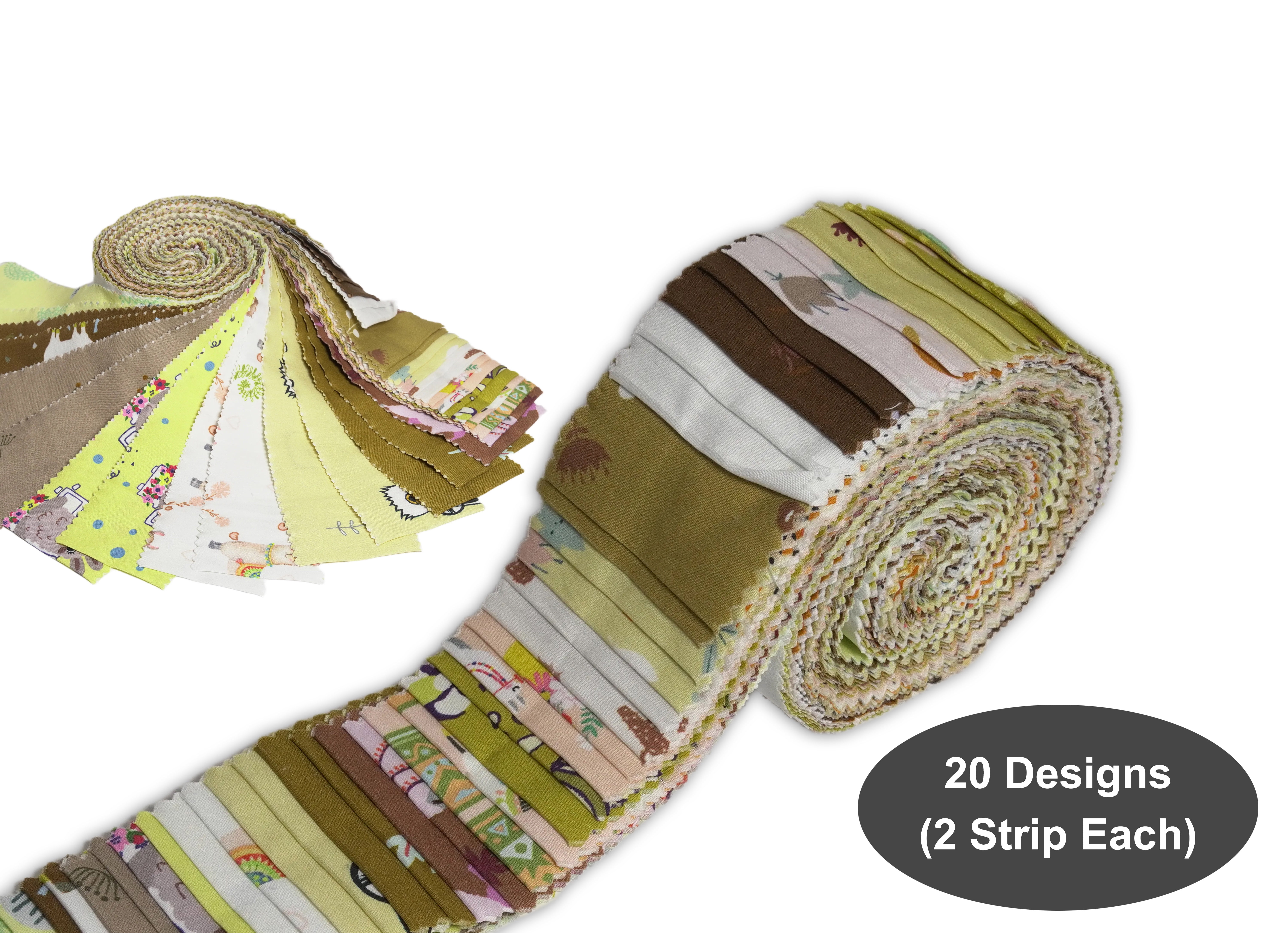 Soimoi 40Pcs African Animals Cartoons Print Cotton Precut Fabrics for Quilting Craft Strips 2.5 x 42 inches Jelly Roll
