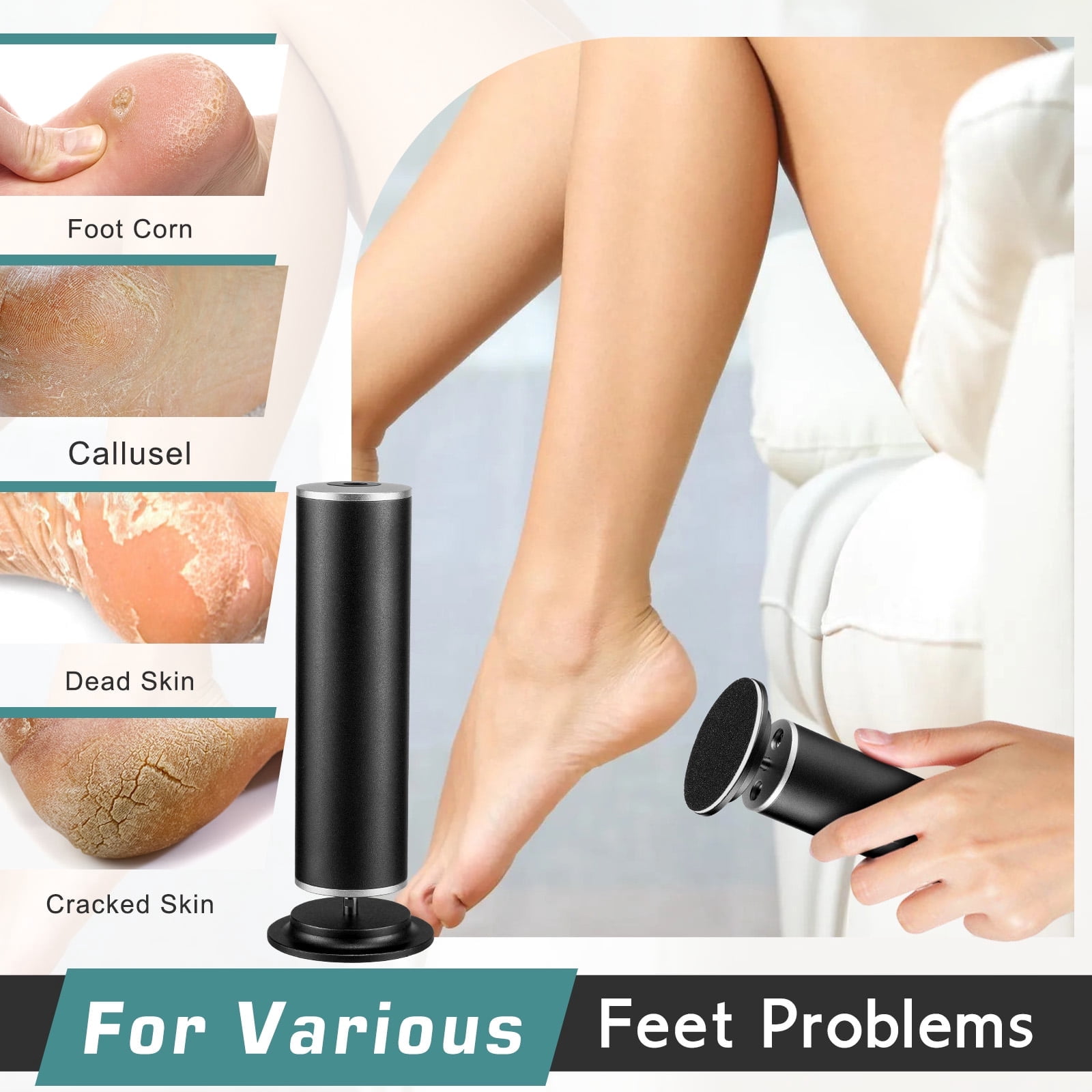 Electric Callus Remover, Foot File Grinder Tool with Adjustable Speed Controller, 60PCS Replacement Sanding Discs, Men Women Dead Dry Crack Skin Calluses Remover