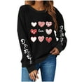 thumbnail image 2 of YOIAVAIOY Womens Long Sleeve Sweatshirt Fall Winter Art Print Sweatshirts Vintage Crewneck Pullover Shirts Fashion Y2k Fleece Tops Black XL, 2 of 4