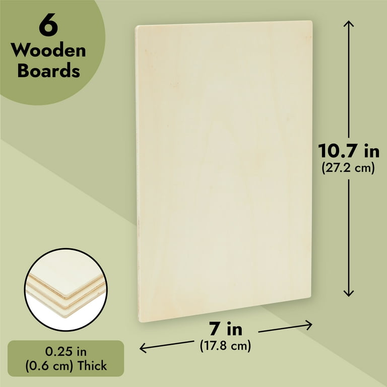 6 Pack Rectangle Wooden Boards for Wood Burning, Unfinished Wood Planks,  Rectangle Wood Pieces for Crafts, Panels for Painting, Art, DIY Projects