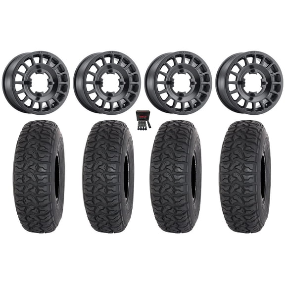 Method 407 15" Wheels Black 33" Chicane LT Tires Can-Am Maverick X3 / Honda Pioneer 1000 / Talon