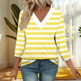 thumbnail image 4 of Jalioing 3/4 Sleeve Shirts for Women Casual Print V Neck Spring Summer Tees Tops Fashion Loose T Shirt Clothes, 4 of 9