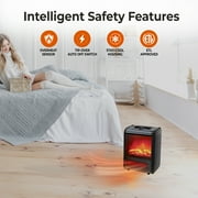 Comfort Zone Fireplace Space Heater with Realistic 3D Flame, Black