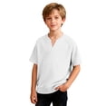 thumbnail image 6 of SGFCWSX Boys T Shirt Waffle Knit Raglan Sleeve Notch Neck Solid Soft Stretchy Comfortable Kids Everyday Casual Tee Shirts White Size 7, 6 of 8