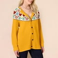 thumbnail image 2 of Fiaer,Womens Going out Oversized Button down V Neck Long Sleeve Casual Trendy Loose Fit Printed Comfy Breathable Tops Yellow11 XXXL, 2 of 5