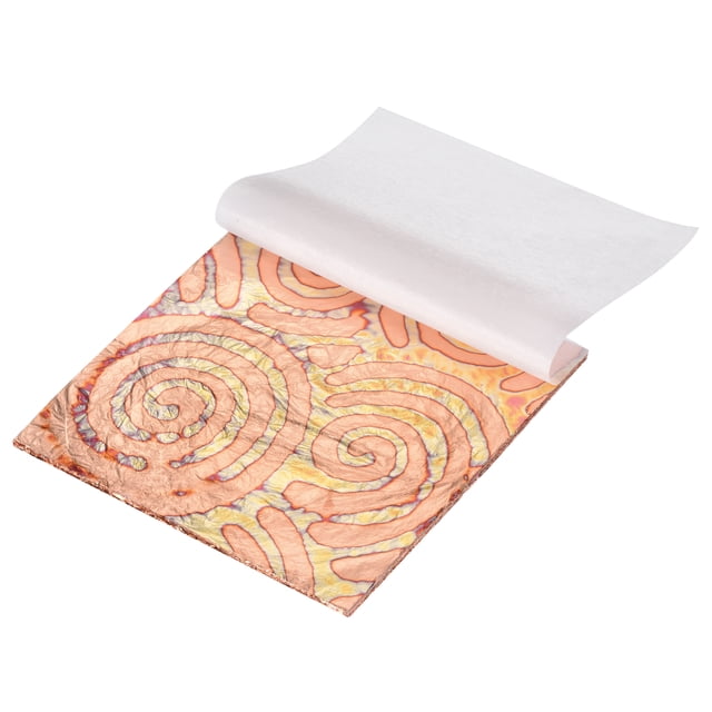 Uxcell 25 Pcs Hojas de Hoja de Oro Variadas 5.5" x 5.5" Hojas de Oro Imitación para Manualidades, Marcos de Fotos, Uñas y Decoración de Artes DIY, Raya Marrón, Nubes de Suerte Espiral de Cobre