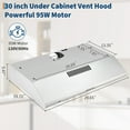 thumbnail image 2 of Under Cabinet Range Hood - 30 Inch, 100 CFM, 3-Speed, Ducted/Ductless Convertible, Stainless Steel Kitchen Exhaust Hood with LED Lights, Low Noise & Easy Installation, 2 of 7