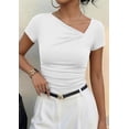 thumbnail image 6 of PRETTYGARDEN Women's Summer Asymmetrical Y2K Tops Trendy Ribbed Short Sleeve Fitted Tee Shirts Spring Fashion Clothing, 6 of 7