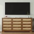 thumbnail image 2 of OUTGOODS 12 Drawer Dresser, Modern Farmhouse Rattan & Wood Chest, 63" Long, Anti-Tip, 2 of 7