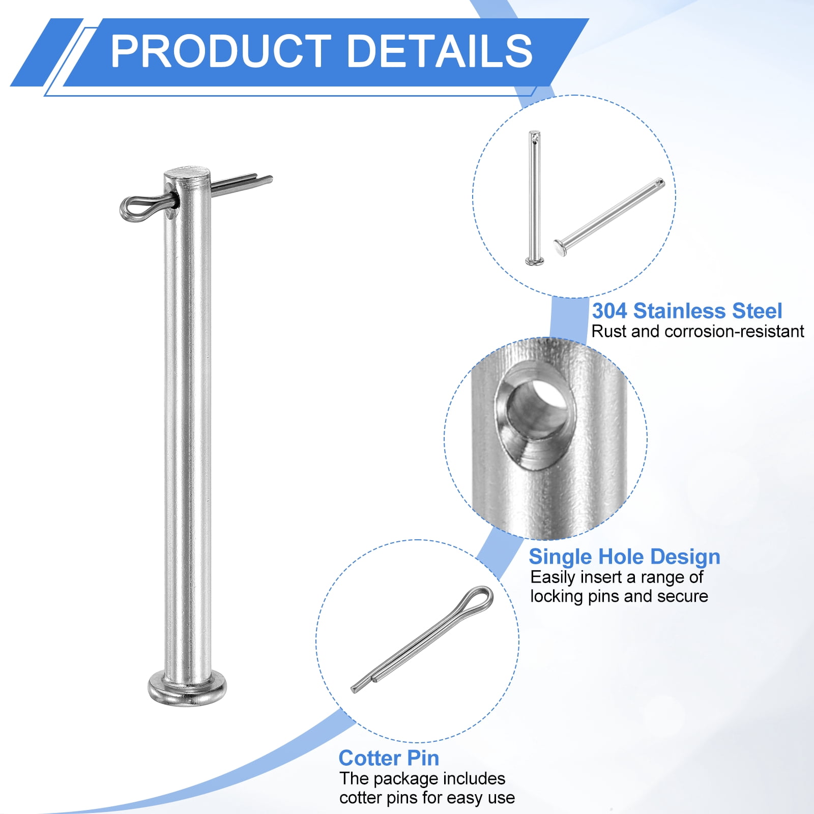 8Pack M3x10mm Clevis Pins, 304 Stainless Steel Single Hole Flat Head Clevis Pin Hairpin Location Pin with Cotter Pins for Trailer Latch Mechanics Repair Furniture Installation