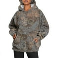 thumbnail image 2 of Women Camo Hoodie Print Oversized Fleece Sweatshirt Casual Pullover With Pockets, 2 of 5