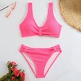 thumbnail image 6 of Women's Bikini Set Fashion Solid Color Two Piece Sexy Swimsuit with Removable Bra Pads No Underwire for Beach Vacation,Hot Pink,S, 6 of 8