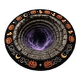 thumbnail image 2 of 3D Optical Illusion Halloween Rug Spooky Hole Pumpkin Ghost Printed Circular Floor Mat Non Slip Decorative Round Doormat For Entryway Bedroom Halloween Party, 2 of 5