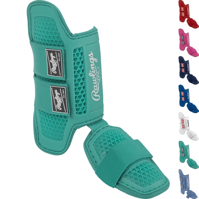 Protector de pierna para bateador Rawlings, talla pequeña, béisbol y sóftbol, color menta